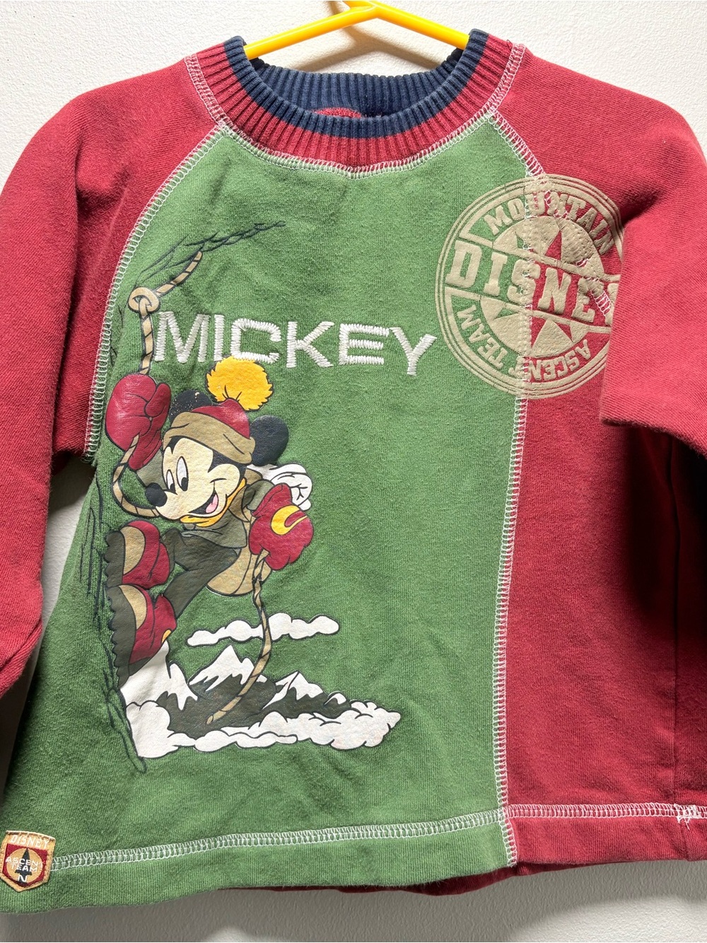 Disney Mickey Ski Graphic Colorblock Sweatshirt - Green & Red